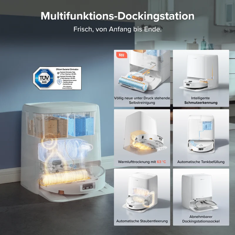 Roborock Qrevo Edge 2 Flow Walzenmopp-Saugroboter mit unter Druck stehendem, selbstreinigendem SpiraFlow 2.0-System