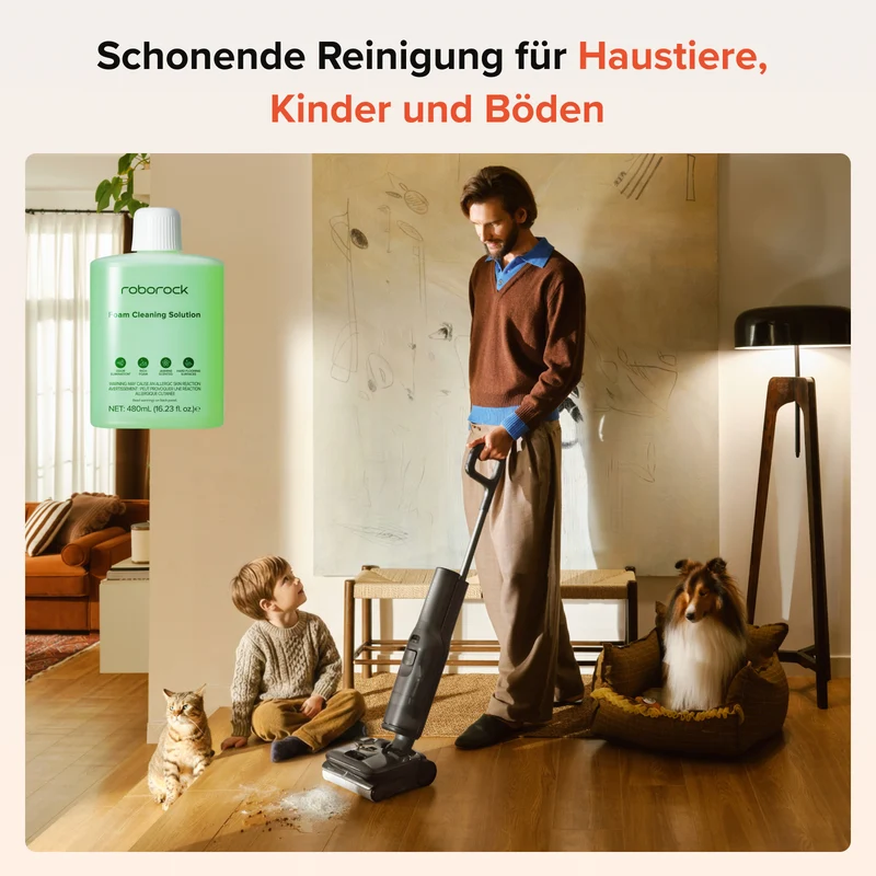 480ml Boden-Schaum-Reinigungslösung – Kompatibel mit dem Roborock F25 ACE Pro Nass-Trocken-Staubsauger, Formel mit geringem Rückstand