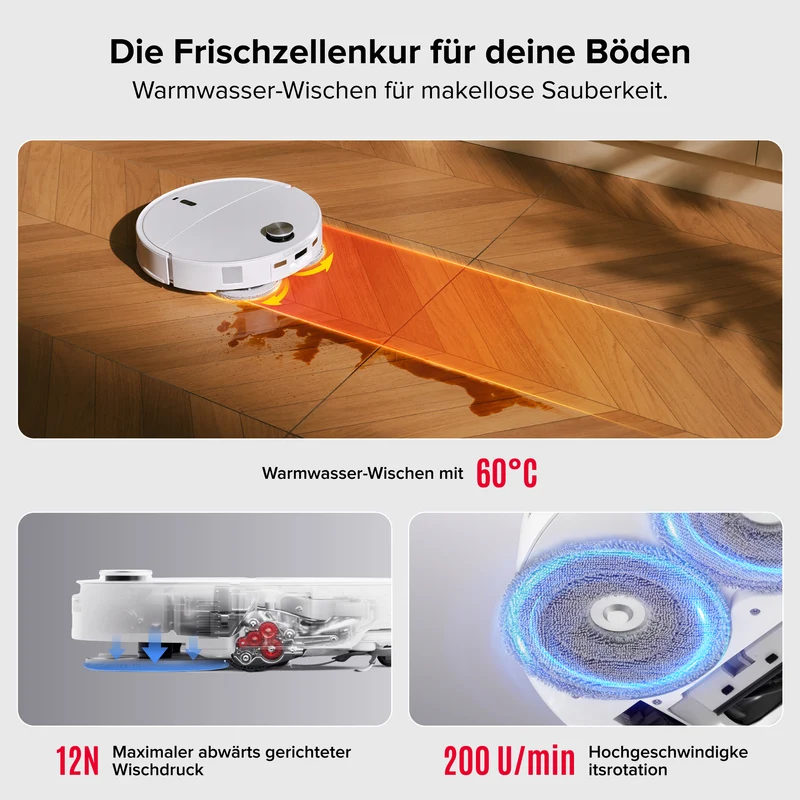 Roborock Qrevo Curv 2 Pro Saug- & Wischroboter, 25.000 Pa Saugkraft, 100 °C Heißwasser-Wäsche