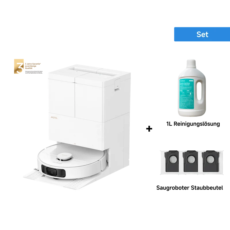 Dreame MOVA E50 Pro Ultra Saugroboter Weiß + 1L Reinigungslösung + Saugroboter Staubbeutel