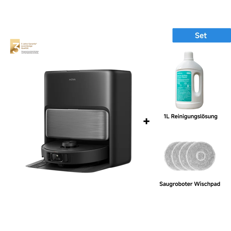Dreame MOVA P70 Pro Ultra Saugroboter Schwarz + 1L Reinigungslösung + Wischpad