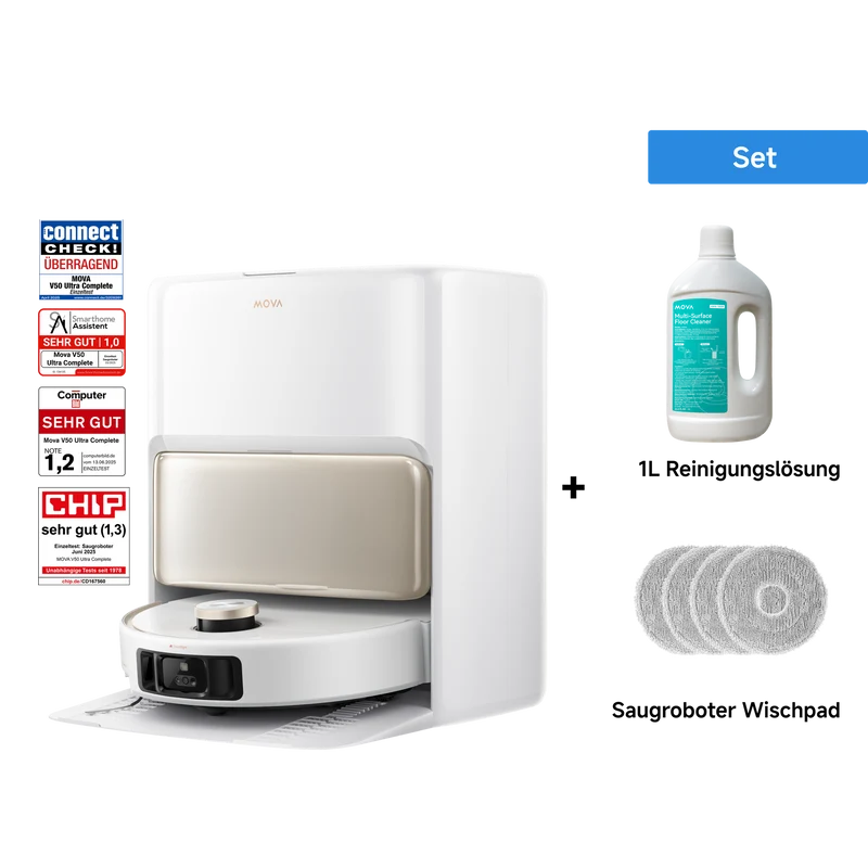 Dreame MOVA V50 Ultra Complete Saugroboter + 1L Reinigungslösung + Saugroboter Wischpad