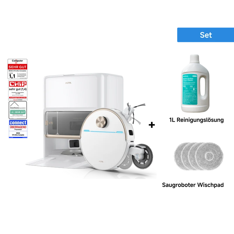 Dreame MOVA V70 Ultra Complete X Saugroboter + 1L Reinigungslösung + Saugroboter Wischpad