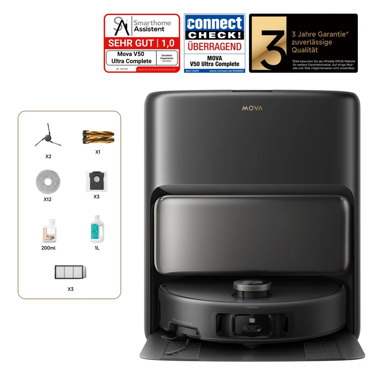 MOVA V50 Ultra Complete Saugroboter Schwarz + S5 Sense