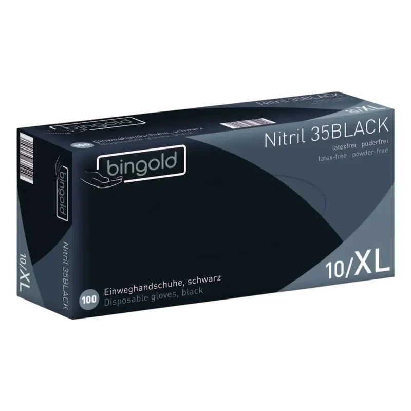 BINGOLD Nitril 35BLACK Einweghandschuhe Schwarz puderfrei 100 Stück