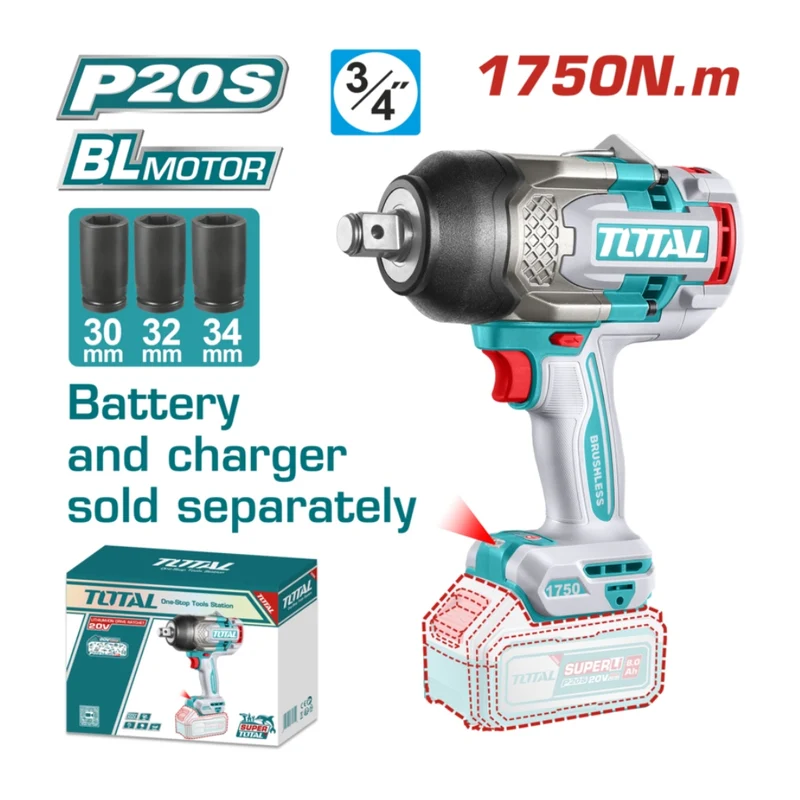 Total Pistola de Impacto Inalámbrica 3/4" 20V 1750NM, TIWLI201751