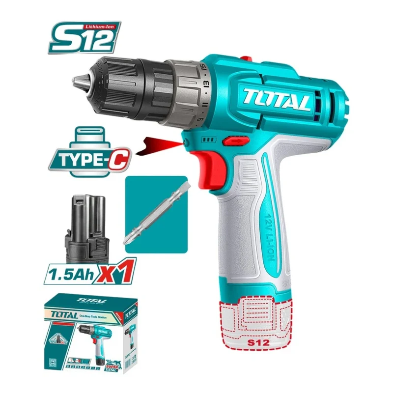 Total Taladro Inalámbrico 3/8" 12V 20NM, TDLI122061
