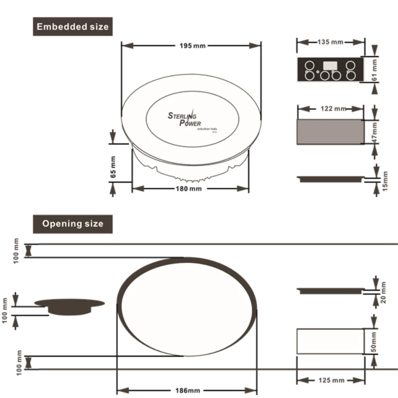 Induktions-Herdplatte IH1L - 1000W (Einbau)