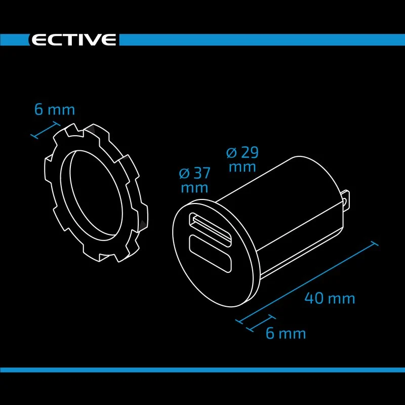 USB 3.0 Einbaubuchse mit Spannungsanzeige 12/24V