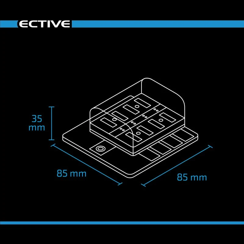 KFZ-Flachsicherungshalter mit LED Indikator für 8 Sicherungen 30A/32V DC (Schnellanschluss)