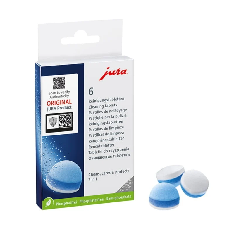 Jura Limpiador Descalcificador 3 en 1 para Máquina de Café, 6 Tabletas