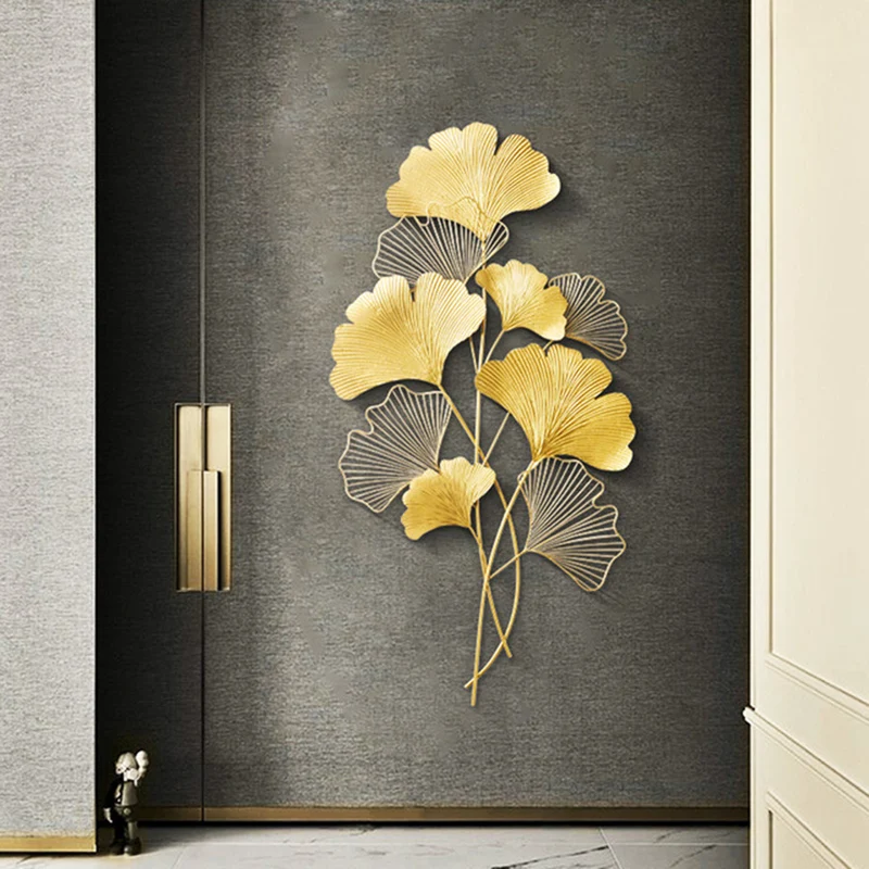 Dekorative Metall Ginkgo Wand Skulptur Karnz