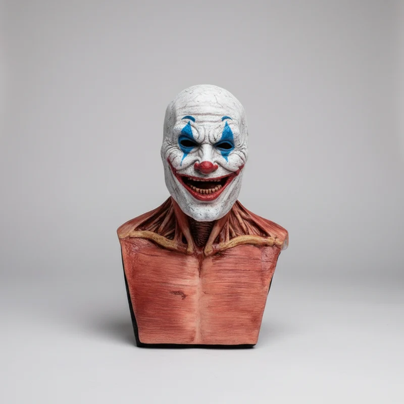 Halloween Full-Head Clown and Skull Mask Costume Double-Layer Latex Fancy Dress