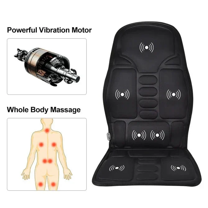 Heated Massage Seat Cushion with Multi-Zone Back Massage for Chair or Bed