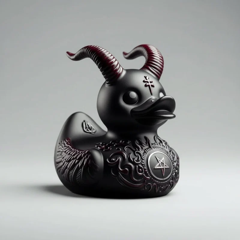 Halloween Gothic Punk-Style Rubber Duck with Metal Chains and Studs for Decoration