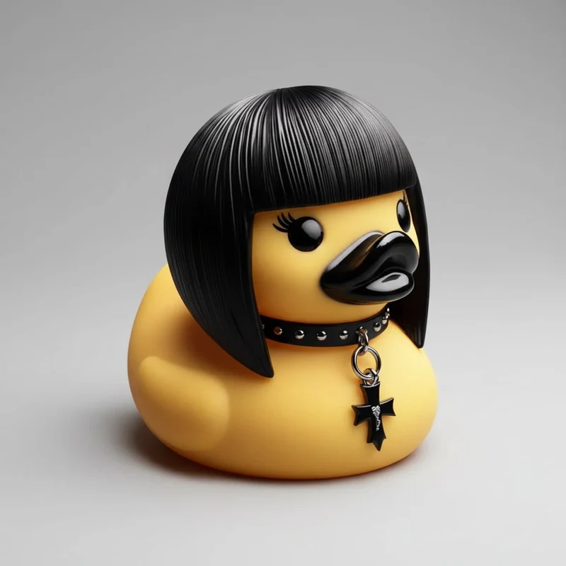 Halloween Gothic Punk-Style Rubber Duck with Metal Chains and Studs for Decoration