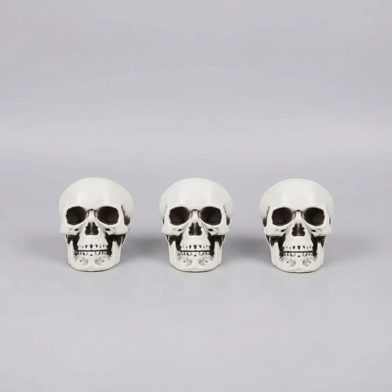 Halloween Skull Decorations Mini Set with a Matte Finish and Black Shading