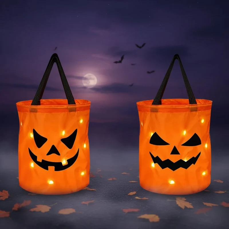 Halloween Pumpkin Trick or Treat LED Light-Up Candy Bag
