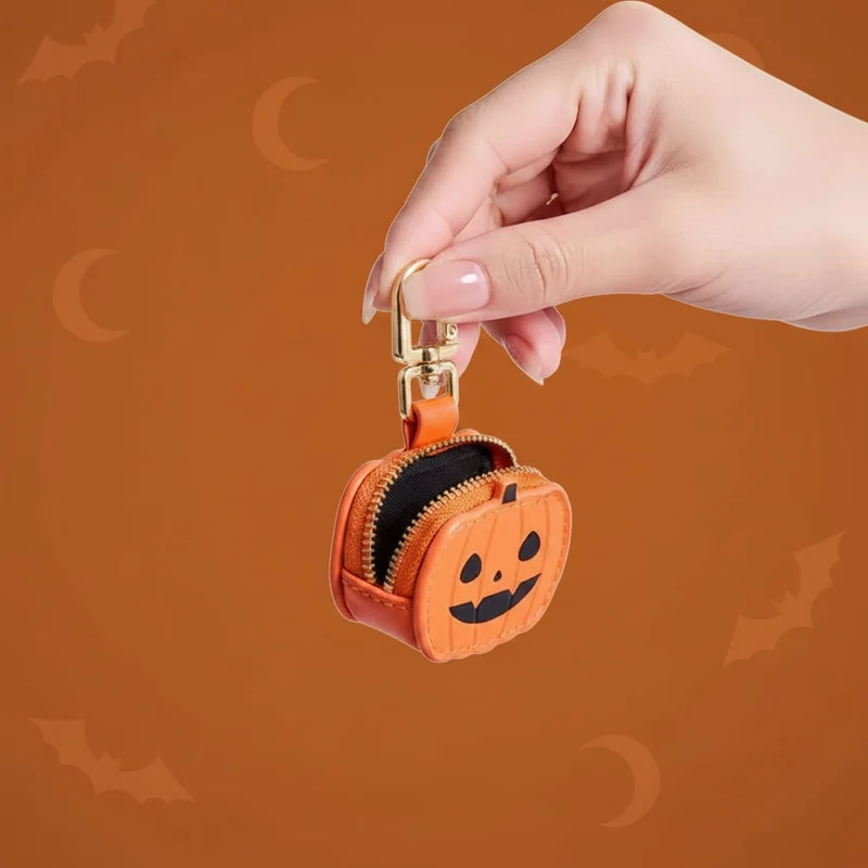 Halloween Faux Leather Keychain Zipper Pouch for Dad
