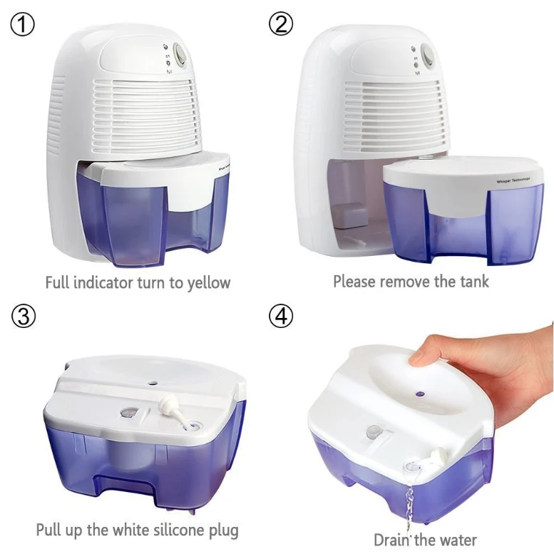 Mini Air Dehumidifier with Moisture Removal, Removable Tank, and Dehumidifier for Home