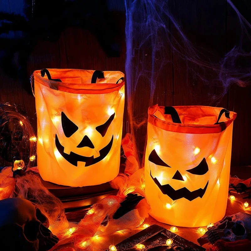 Halloween Pumpkin Trick or Treat LED Light-Up Candy Bag