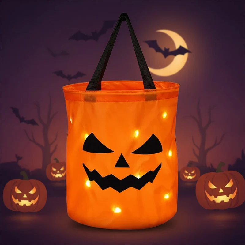Halloween Pumpkin Trick or Treat LED Light-Up Candy Bag