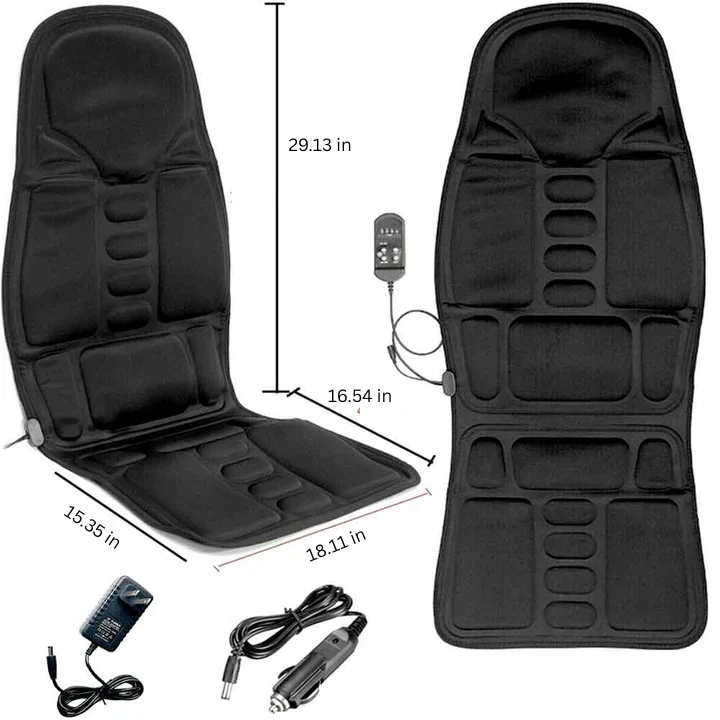 Massaging Seat Cover for Armchairs and Cars with Heating, Remote Control, and Segmental Vibrations