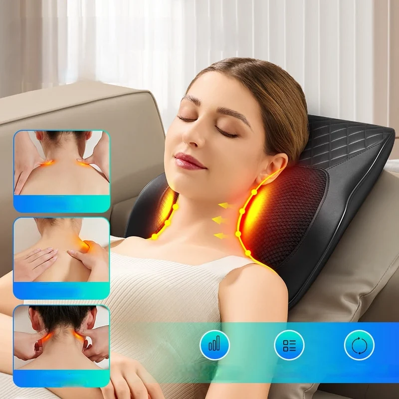 Electric Massaging Pillow with Heat for the Neck and Back with Remote Control, Massaging