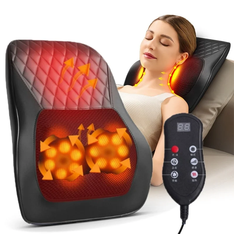 Electric Massaging Pillow with Heat for the Neck and Back with Remote Control, Massaging