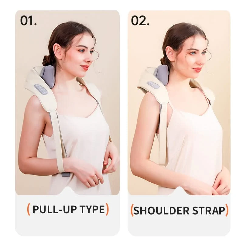 Wireless Neck and Shoulder Massager with Heating Function and Rotating Heads