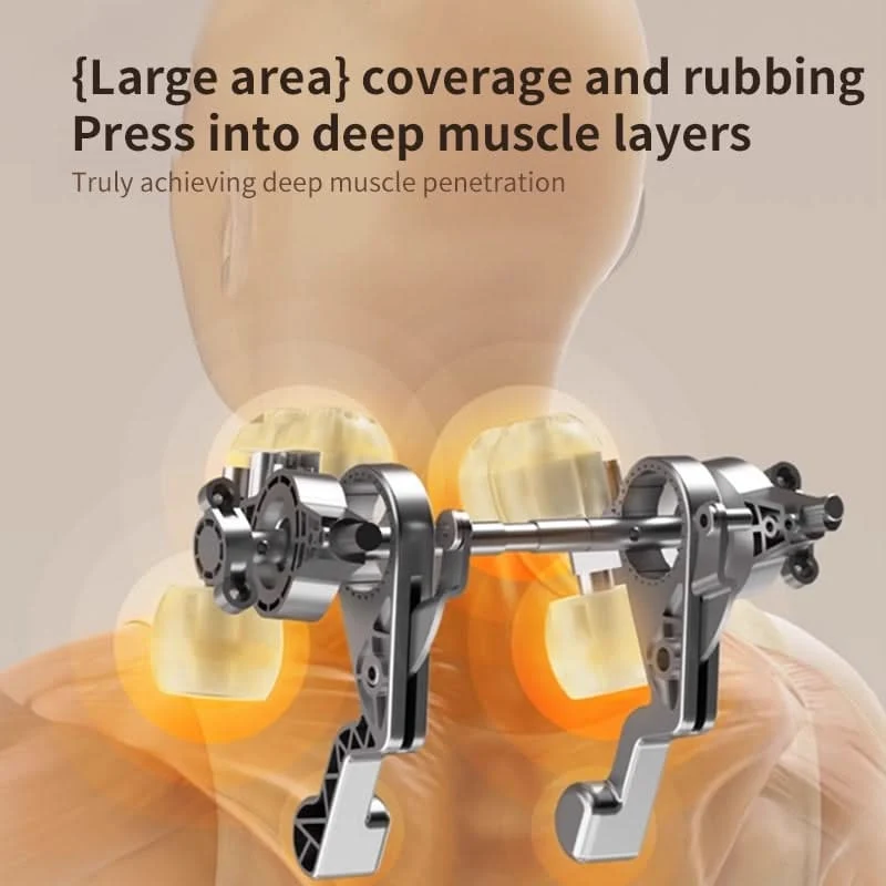 Wireless Neck and Shoulder Massager with Heating Function and Rotating Heads