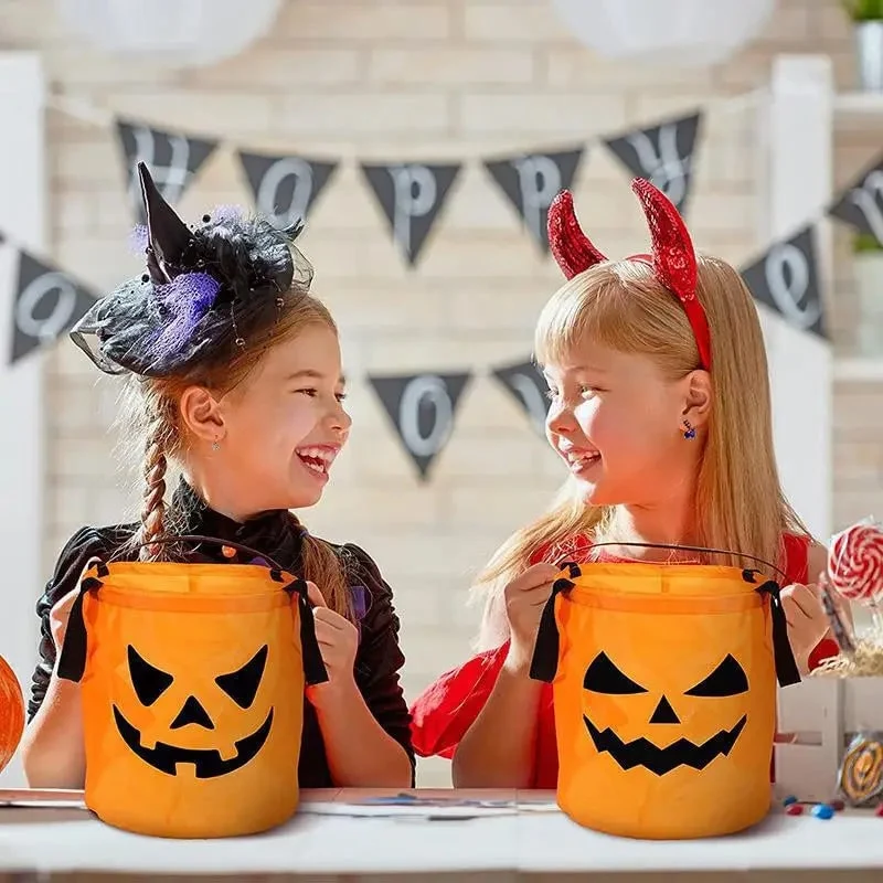 Halloween Candy Bucket with LED Lights That Glow in the Dark, Trick or Treat