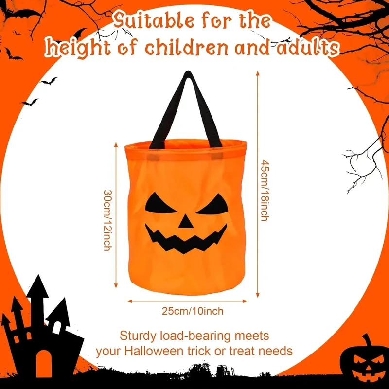 Halloween Candy Bucket with LED Lights That Glow in the Dark, Trick or Treat
