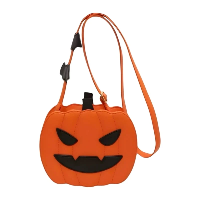 Halloween Women's Pumpkin-Shaped Shoulder Bag, Small Sporty Bag with Bats