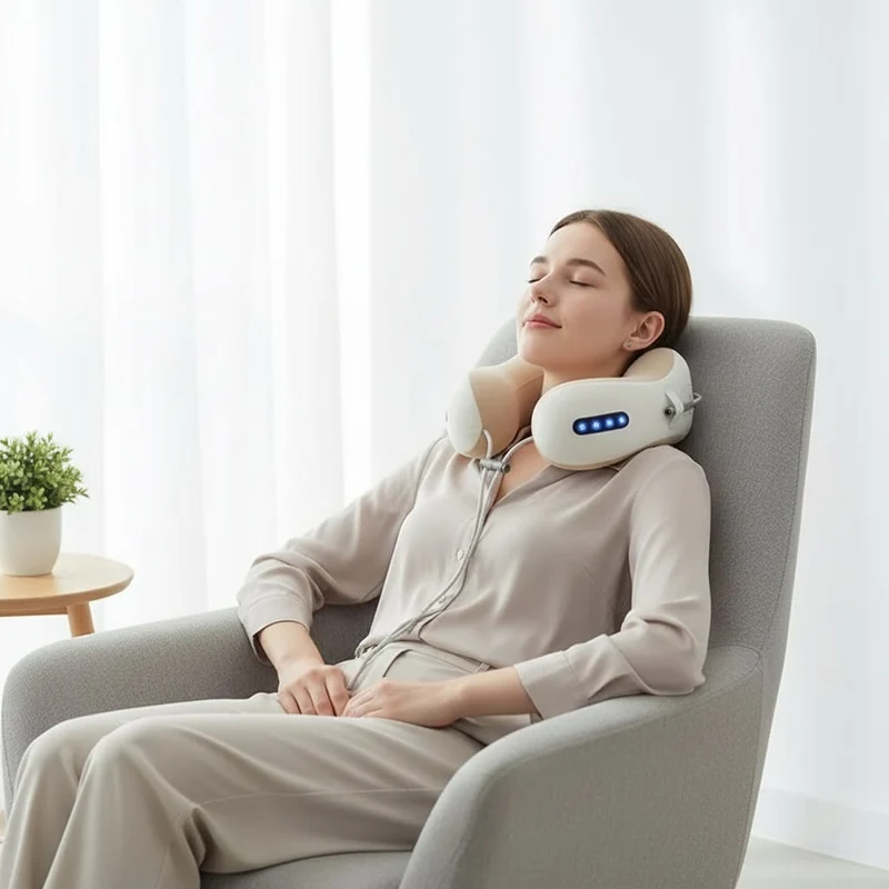 U-Shaped Neck and Shoulder Massager with Heating Function, Vibration, and Wireless Operation