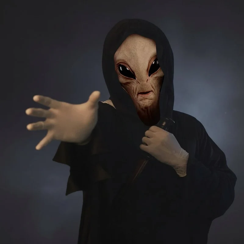 Realistic Full-Head Alien Latex Halloween Mask