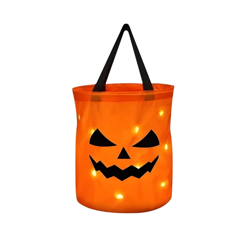 Halloween Candy Basket with Pumpkins and LED Lighting for Decoration