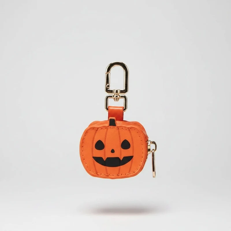 Halloween Women's Leather Coin Purse Keychain, Mini Faux-Leather Zipper Wallet for Coins