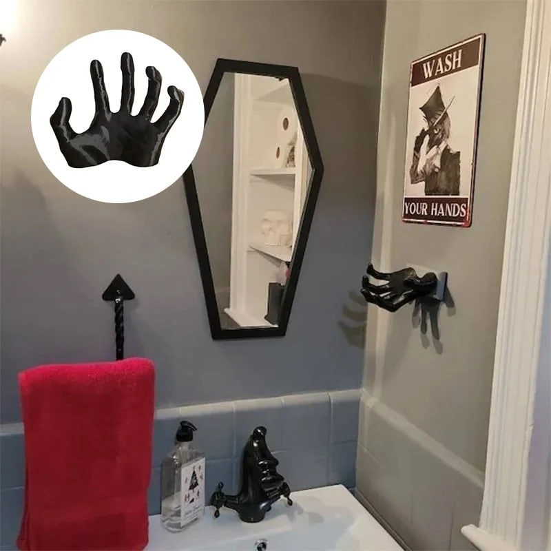 Halloween Wall-Mounted Demon Hand Hanger, Black Gothic Wall Decoration and Key Holder