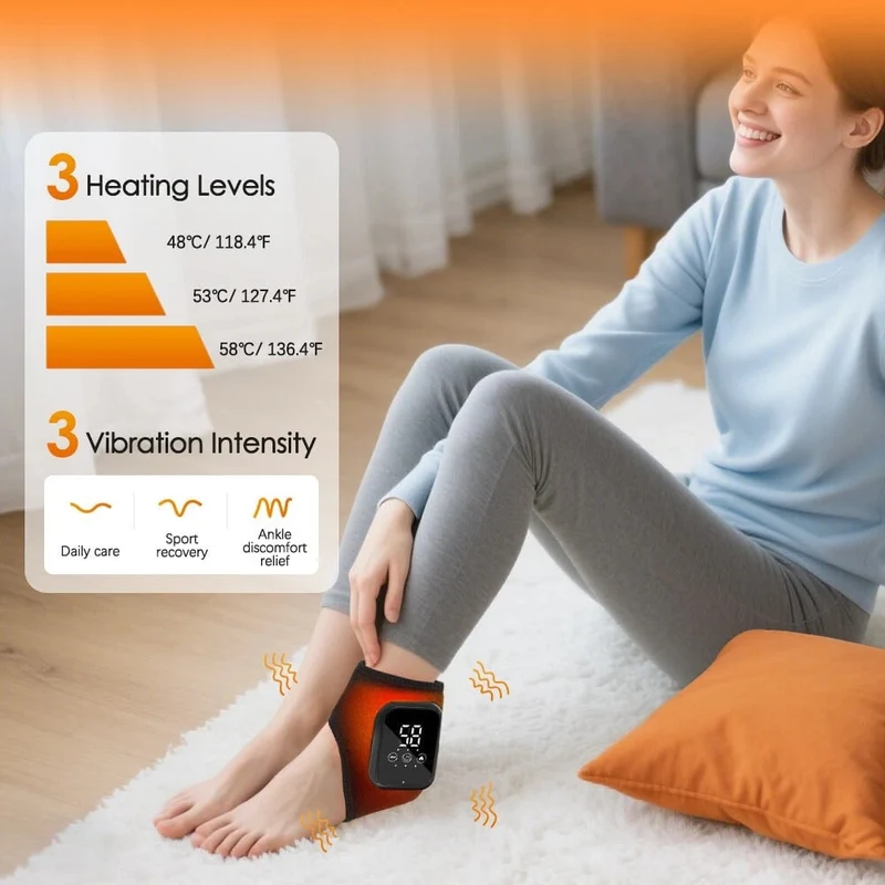 Cordless Ankle and Foot Massager with Heating, 3 Vibration Modes