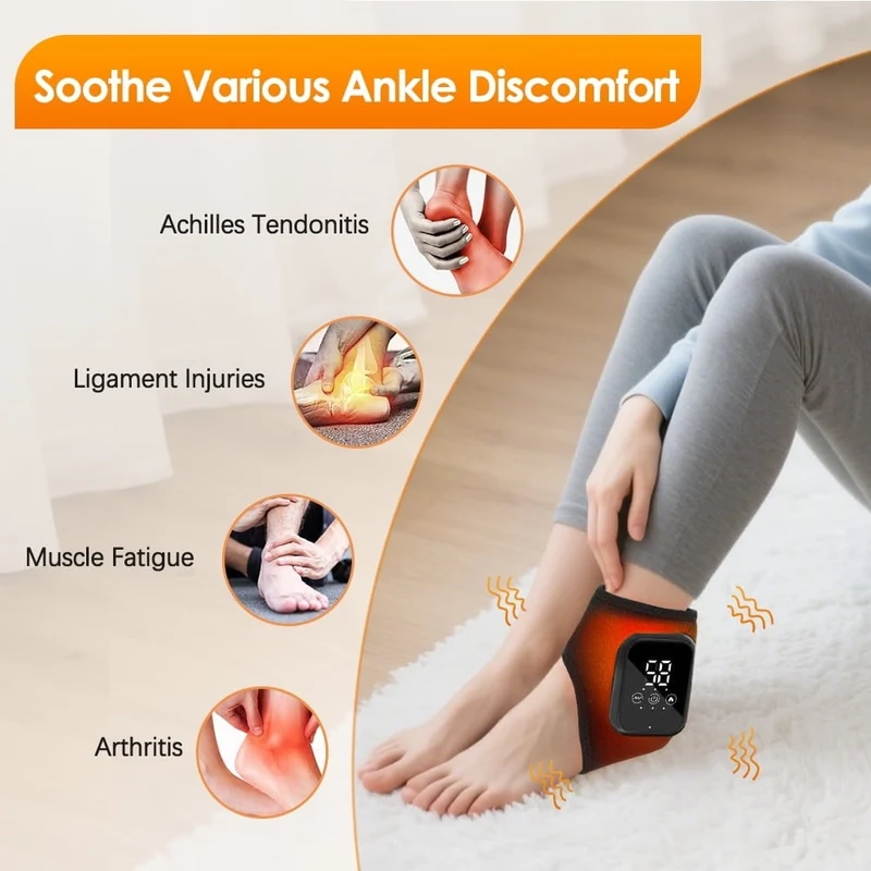 Cordless Ankle and Foot Massager with Heating, 3 Vibration Modes