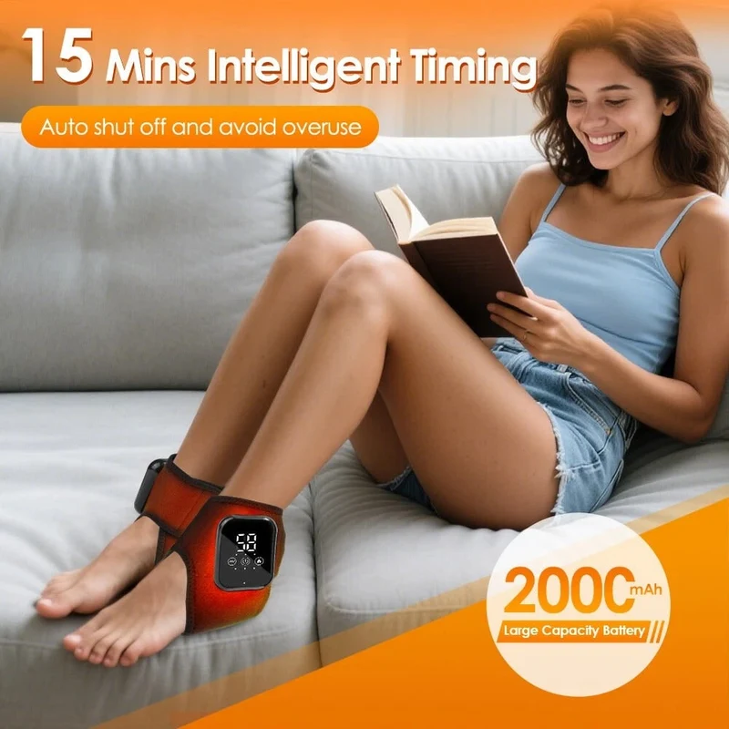Cordless Ankle and Foot Massager with Heating, 3 Vibration Modes