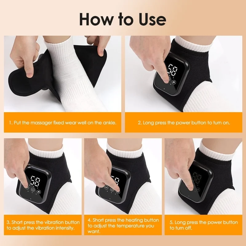 Cordless Ankle and Foot Massager with Heating, 3 Vibration Modes