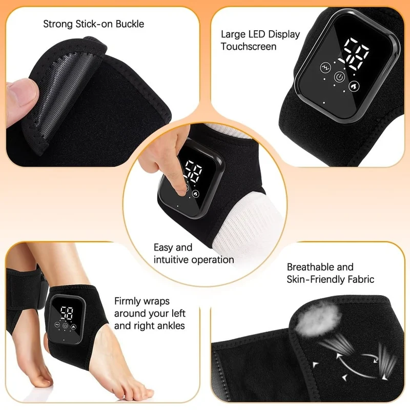 Cordless Ankle and Foot Massager with Heating, 3 Vibration Modes