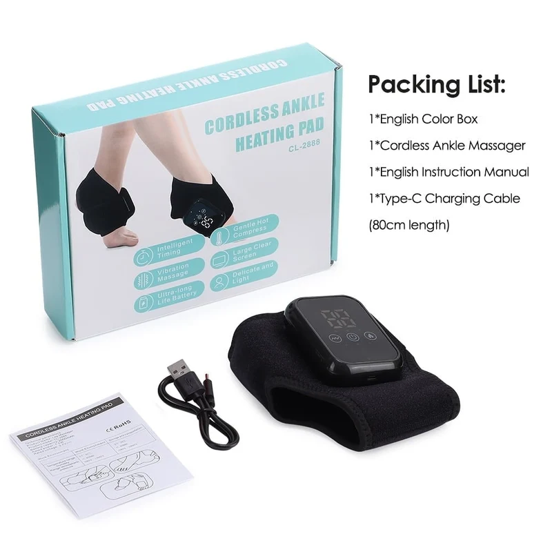 Cordless Ankle and Foot Massager with Heating, 3 Vibration Modes