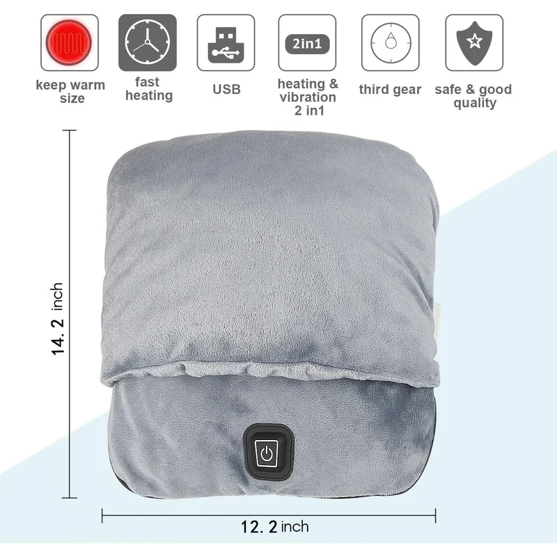 Electric Foot Warmer with USB Vibration Massage and 3 Modes
