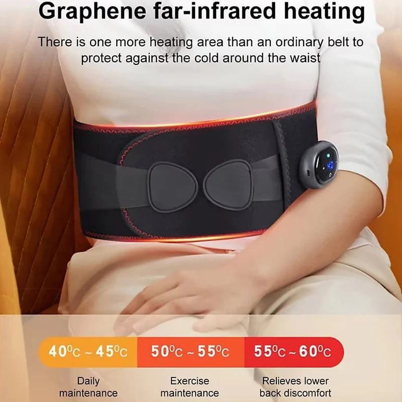 Wireless Heating and Massage Back Belt with LED Display and USB-C