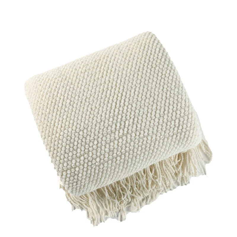 Dekorative Fransen Strickwurfdecke