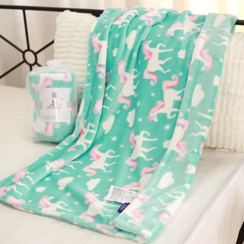 Gemütliche Einhorn-Design Fleece Hoodie Decke