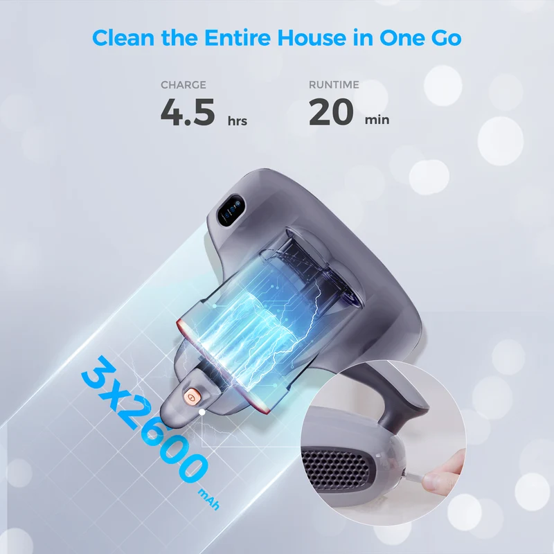 S100 Cordless Smart Dual-Cup Mattress Vacuum Cleaner